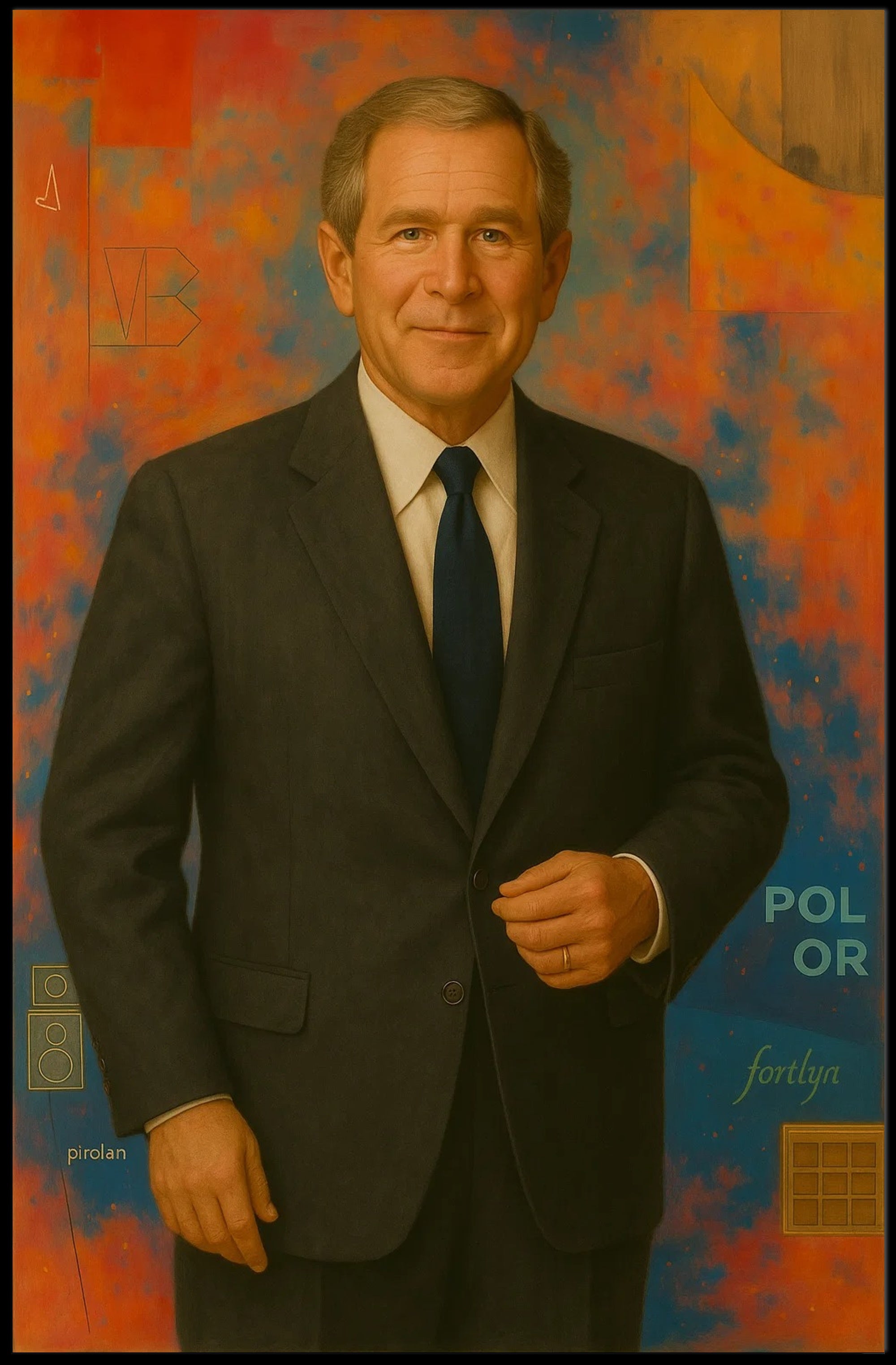 Man in Suit with Vibrant Abstract Background - Artistic Poster