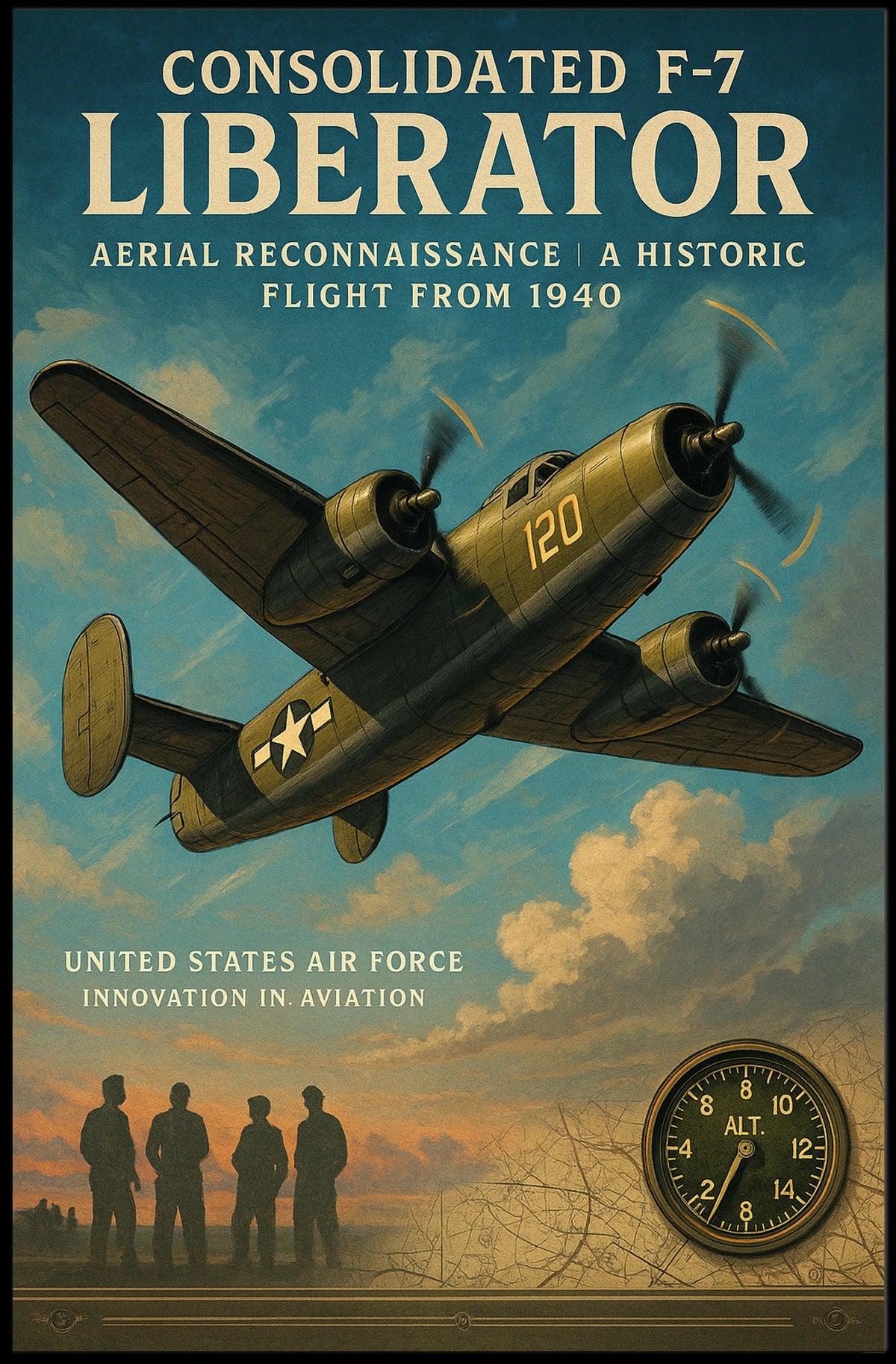 Consolidated F-7 Liberator Vintage Aviation Poster