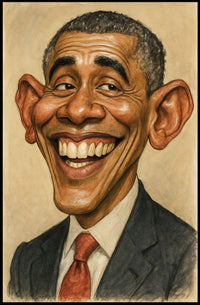 Barack Obama Caricature Poster PosterGoat