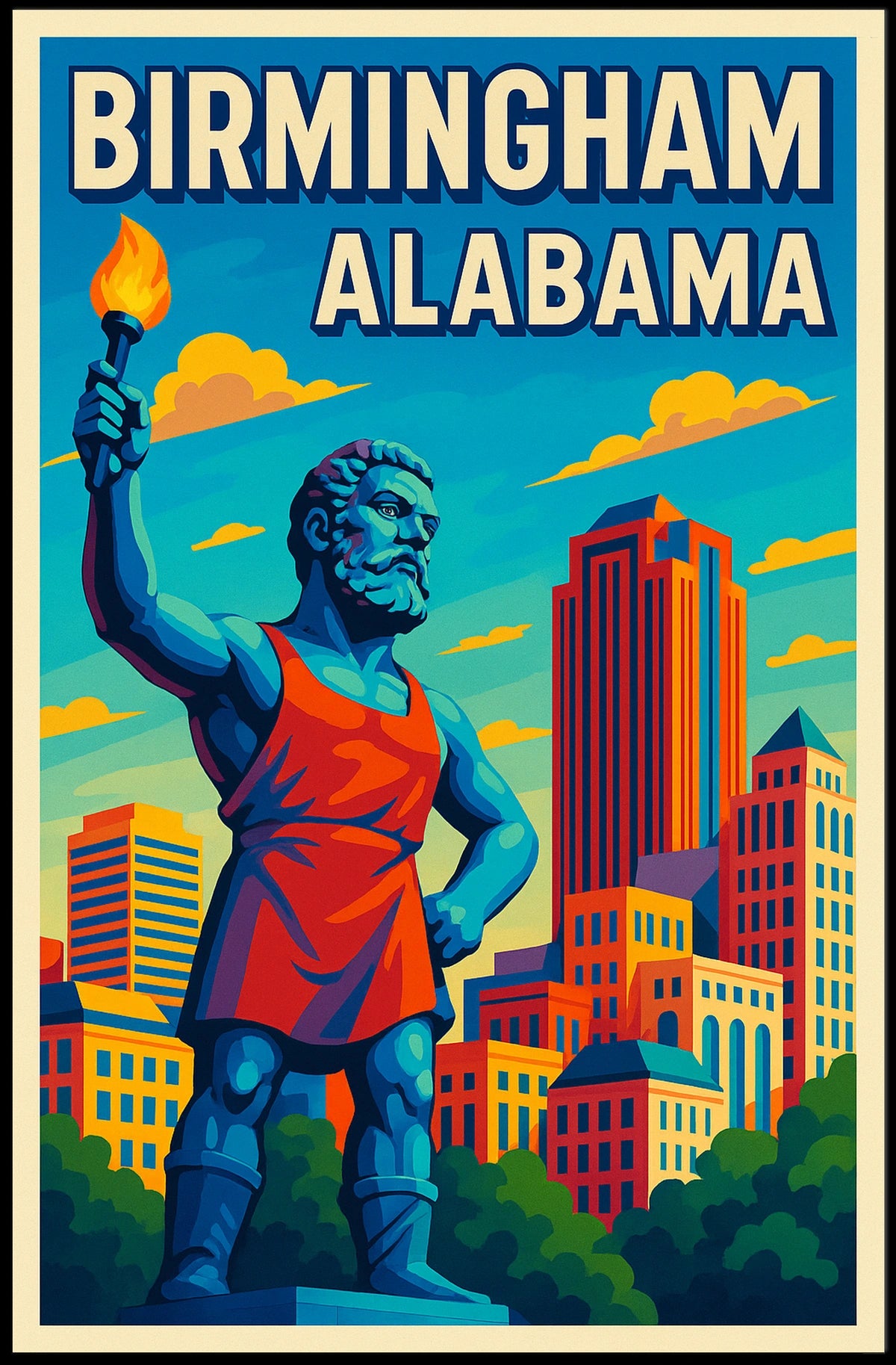 Birmingham, Alabama Vibrant Cityscape Poster