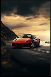 Sunset Drive Red Sports Car Poster