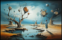 Surreal Time Landscape with Barren Trees Artistic Poster