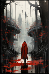 The Red Cloak In A Dystopian Realm Poster