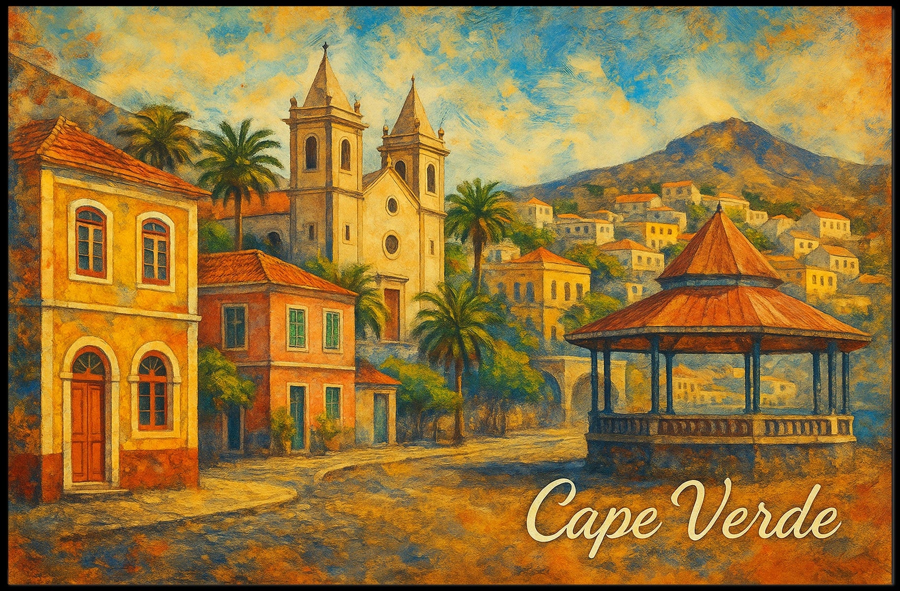 Cape Verde Scenic Illustration Poster
