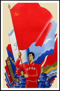 Soviet Union Propaganda Art: Bold Patriotic Imagery Poster