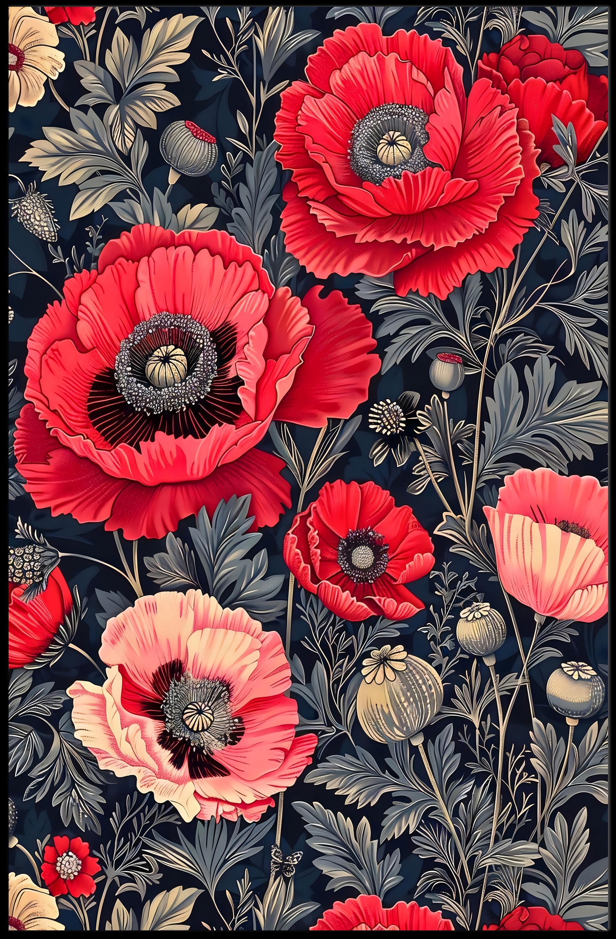 Elegant Red Poppies Artwork, Abstract or Artistic Poster