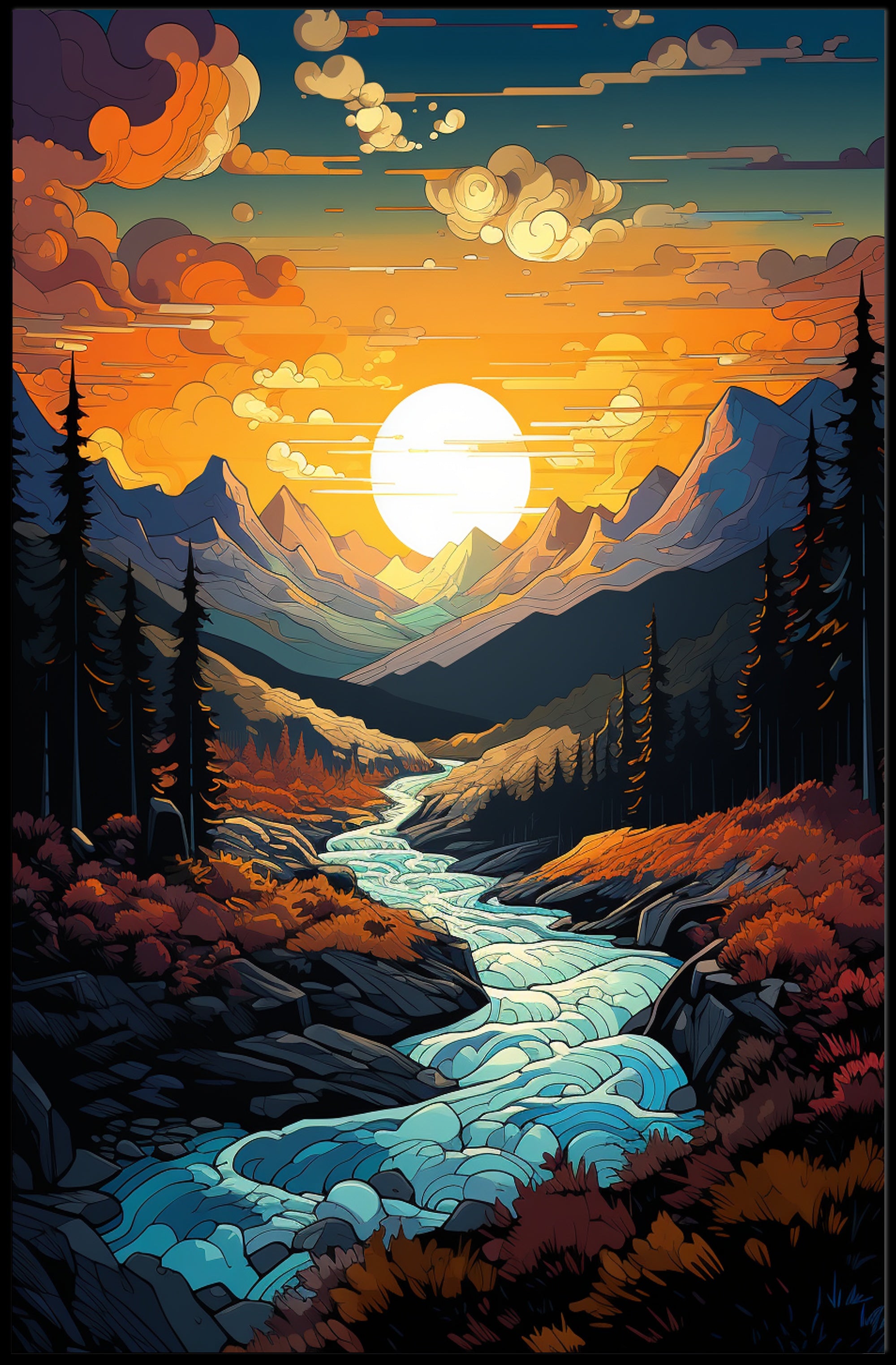 Mountain Sunset Serenity Poster