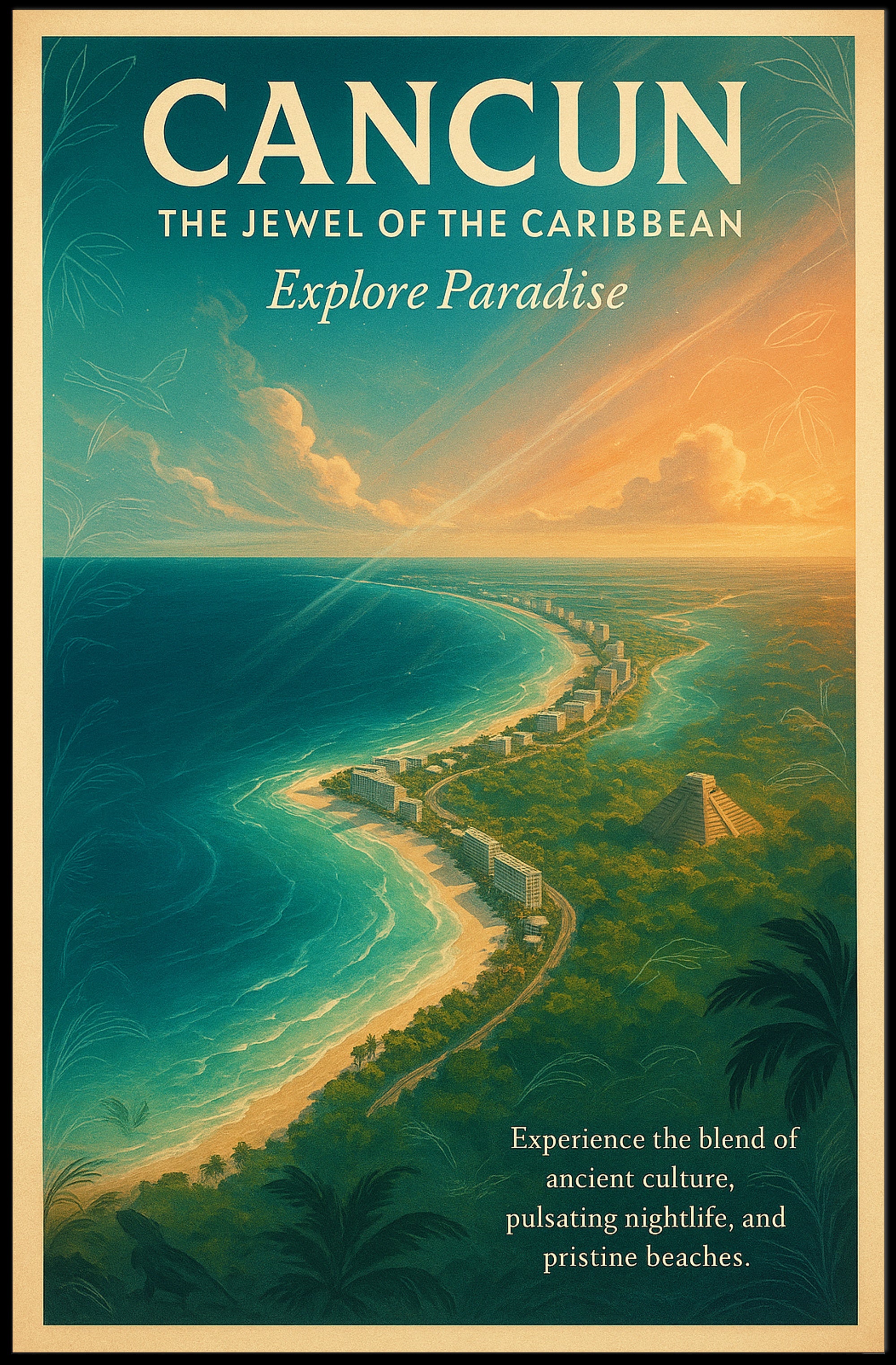 Cancun The Jewel of the Caribbean Poster PosterGoat