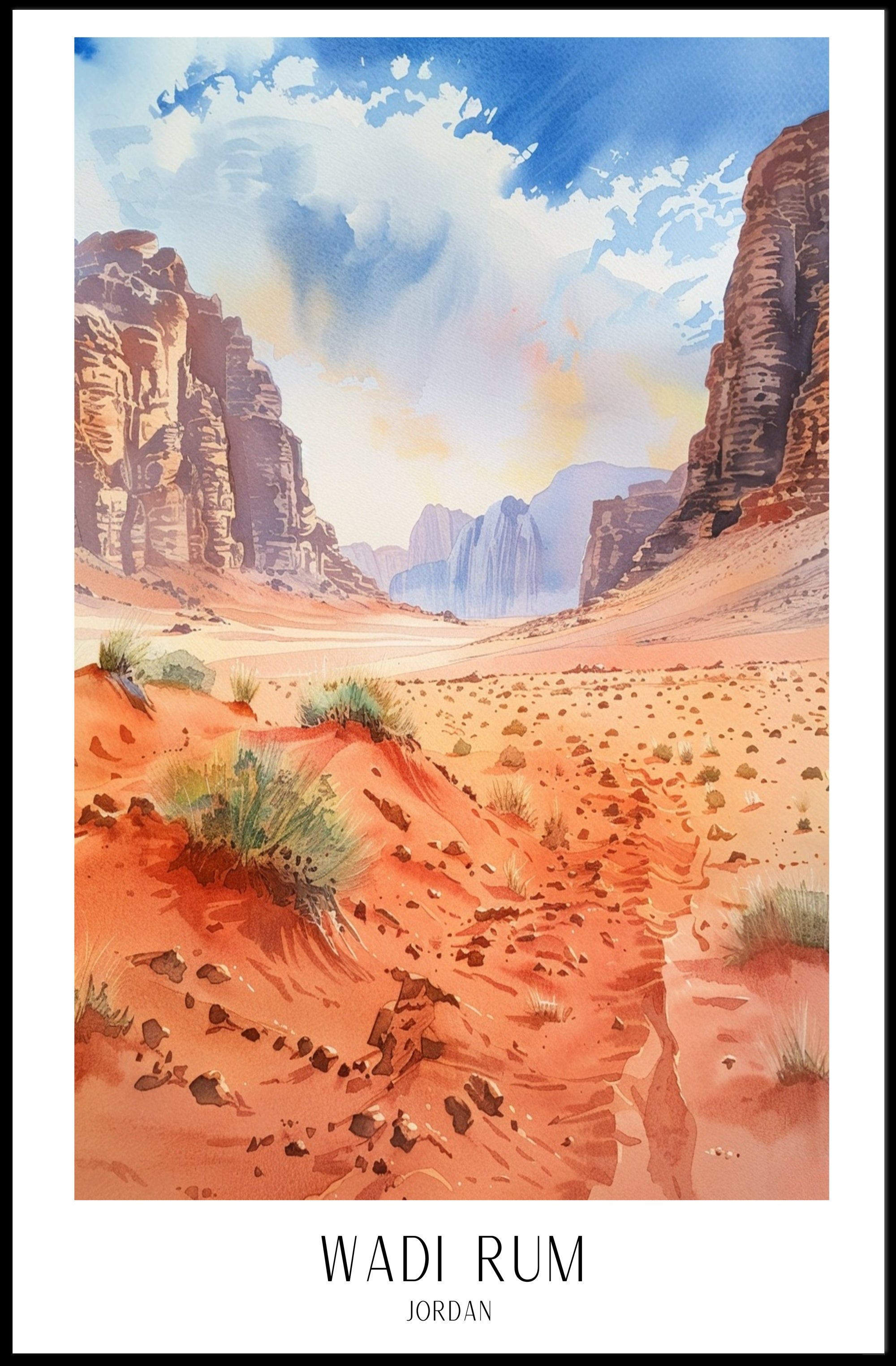 Wadi Rum Desert Adventure Art Travel Poster PosterGoat