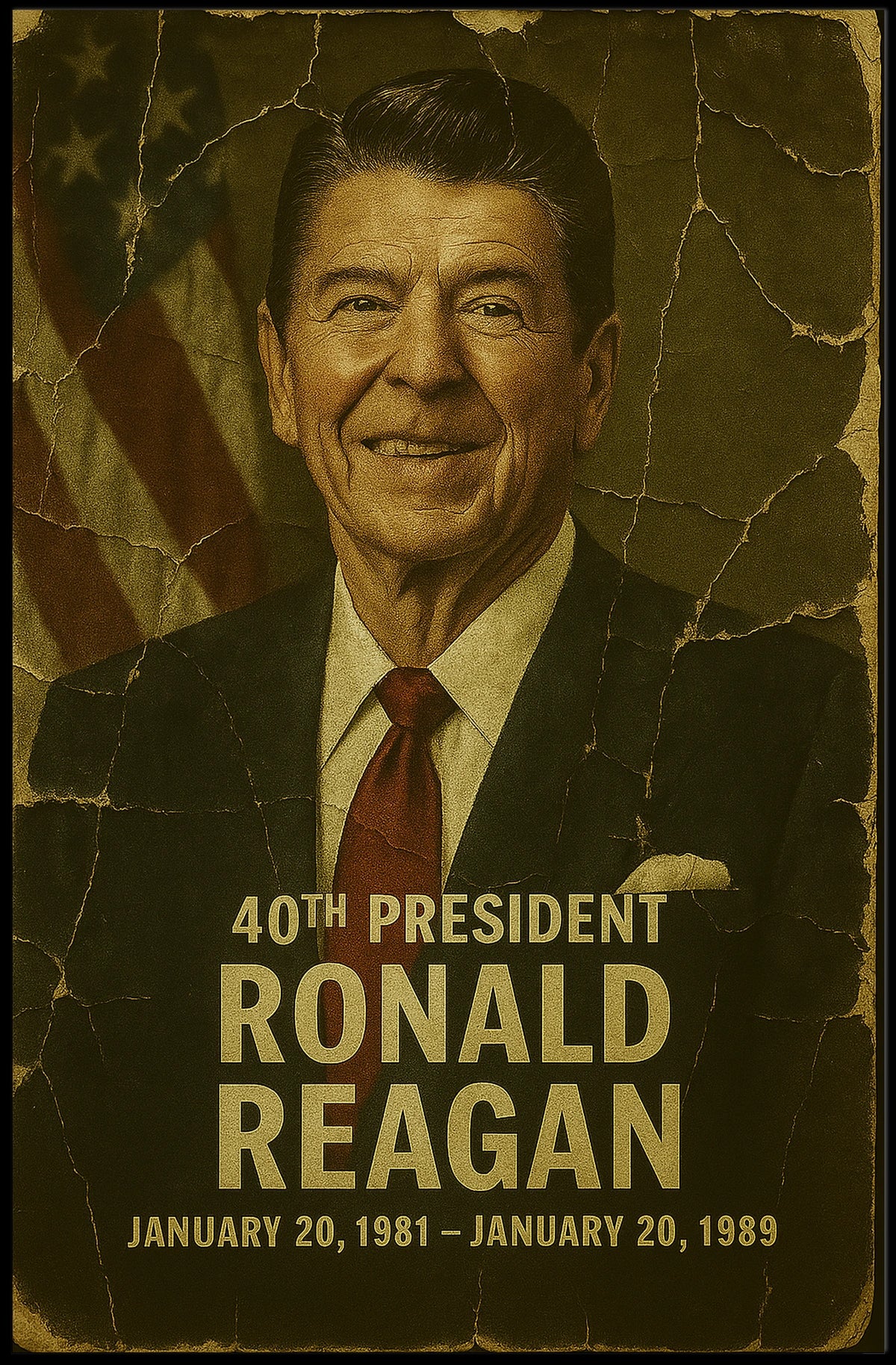 Ronald Reagan 40th President of the United States Damaged Photograph Poster