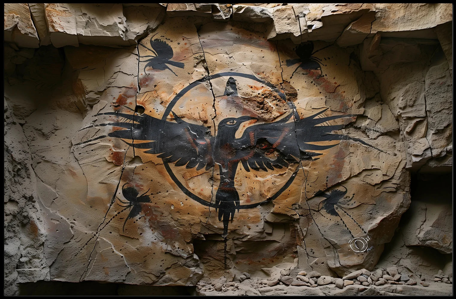 Ancient Bird Flight Tribal Art Poster Print