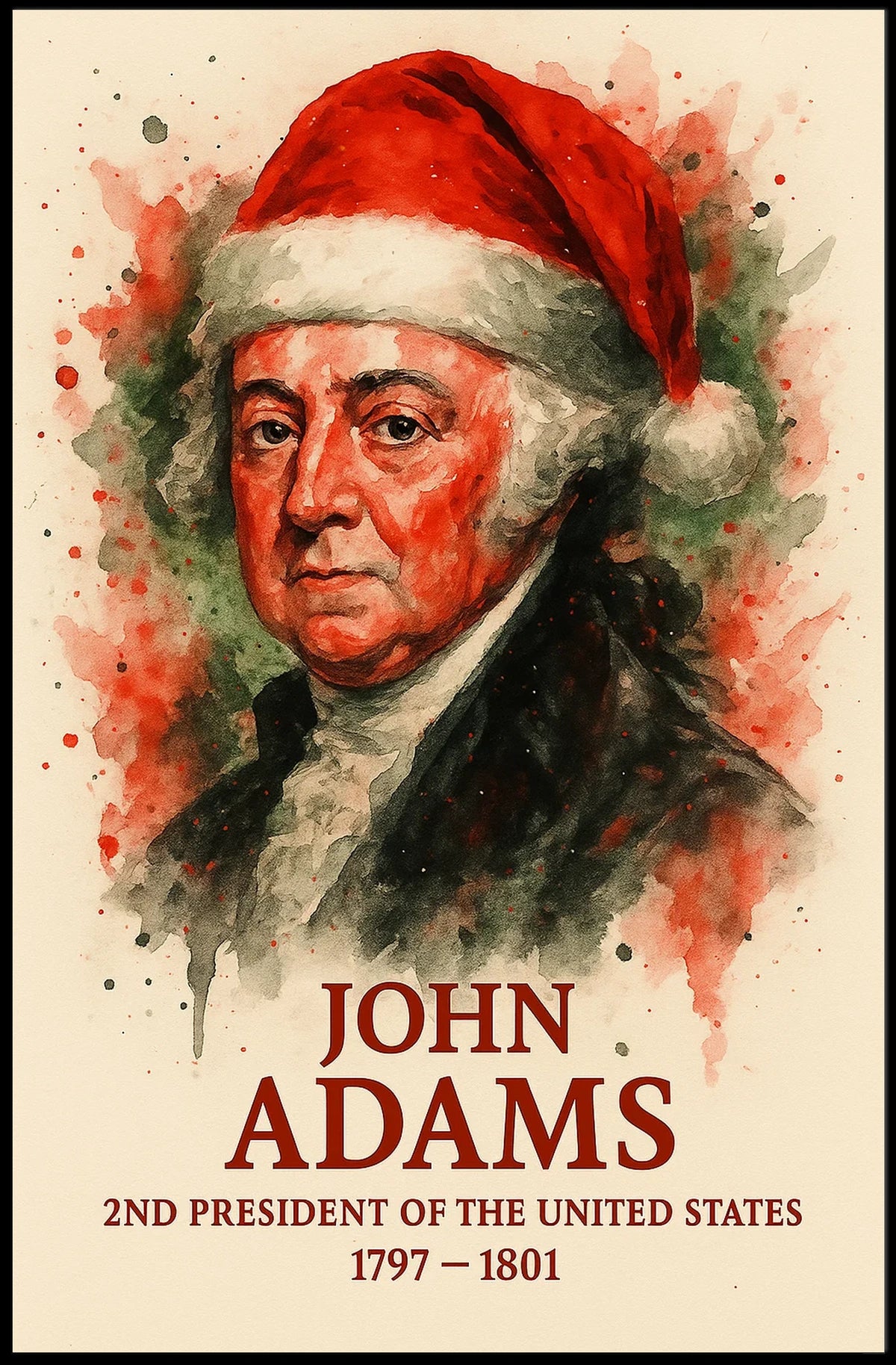 John Adams Watercolor Art Print, Historical or Presidential Poster