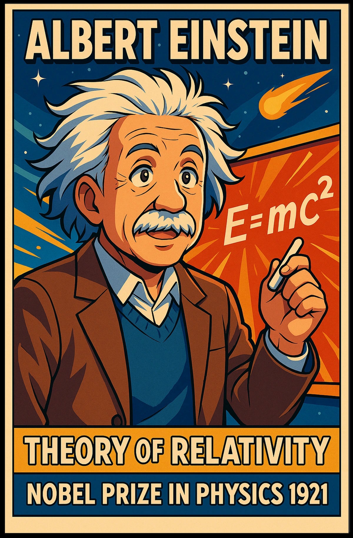 Albert Einstein Relativity Theory Vintage Curious Poster