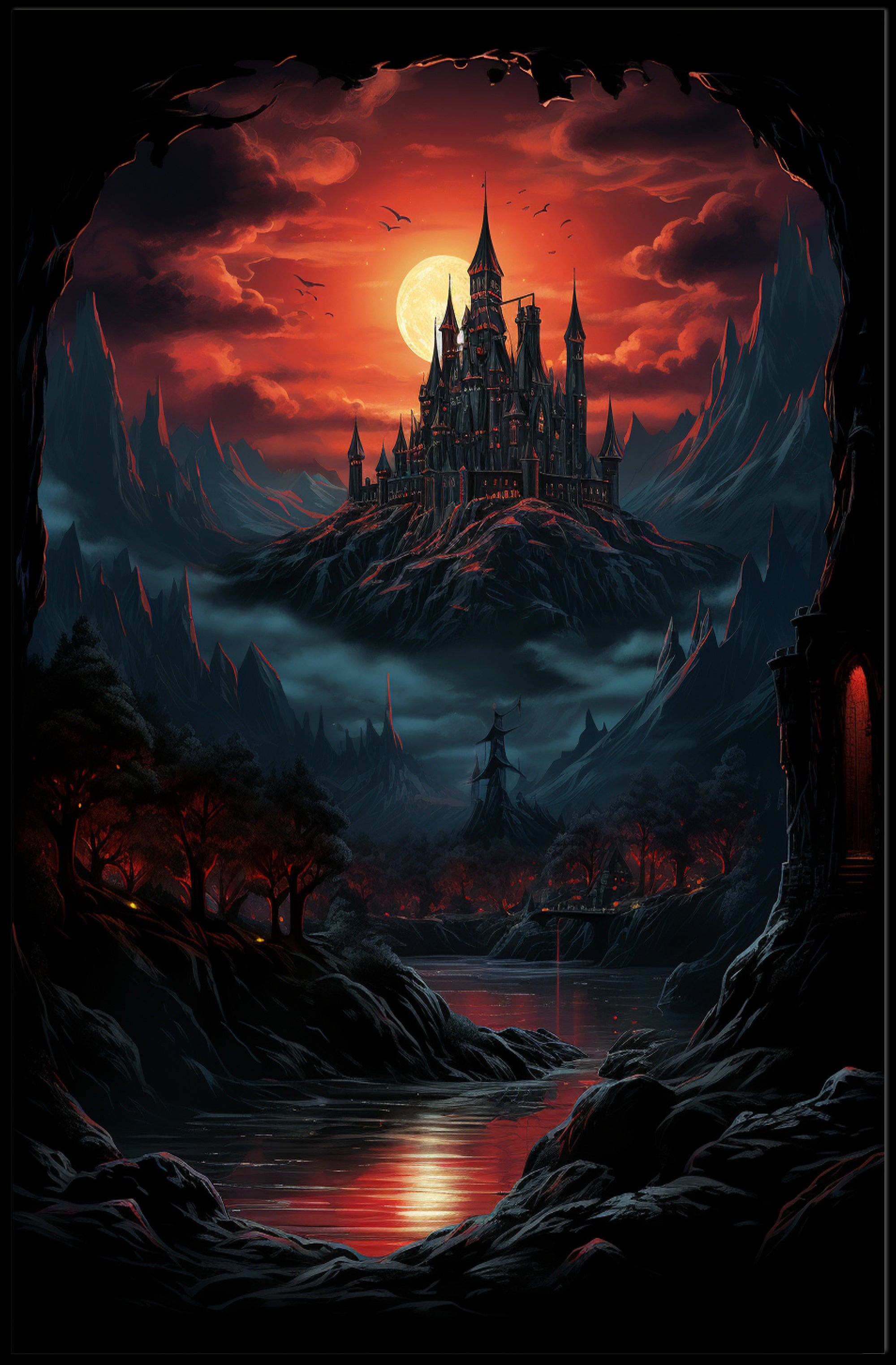 Enchanted Castle At Dusk Poster
