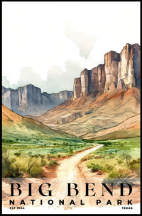 Big Bend Watercolor Wall Art Poster