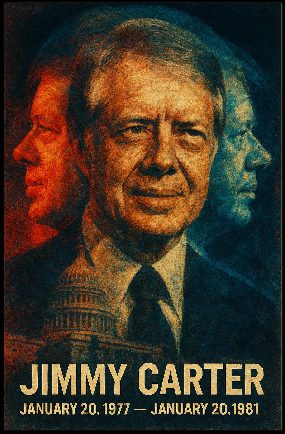 Jimmy Carter 39th President of the United States Double Exposure Poster