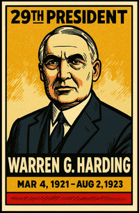 Warren G. Harding 29th President of the United States Inked Comic Style Poster