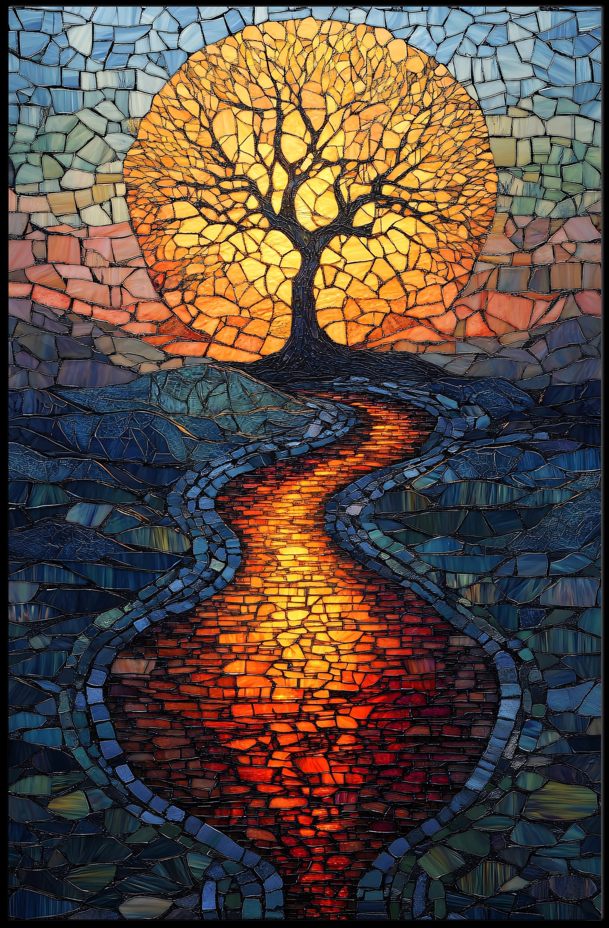 Mosaic Tree of Serenity Art in Artistic Poster