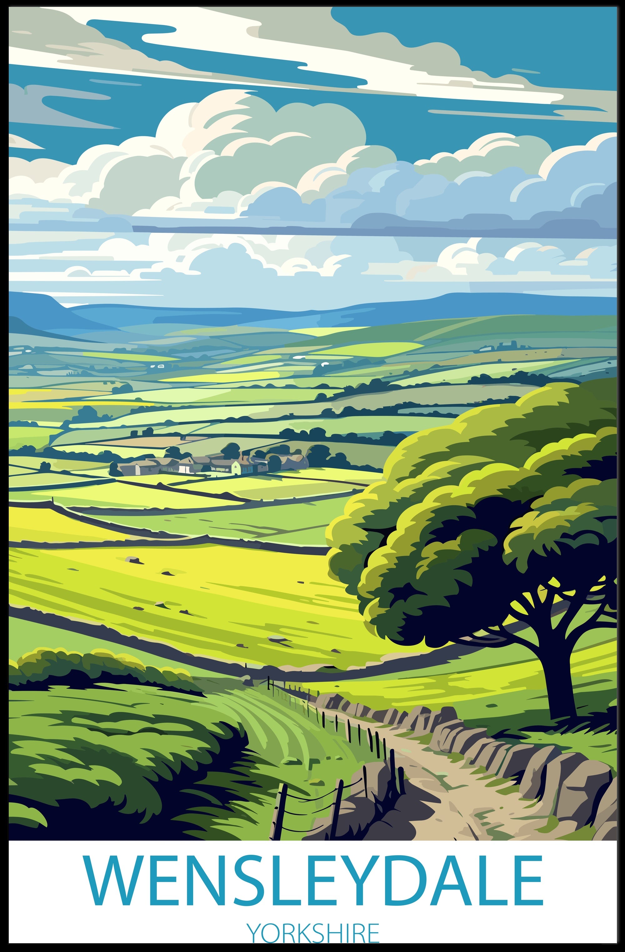 Wensleydale Tranquil Landscape Yorkshire Travel Poster