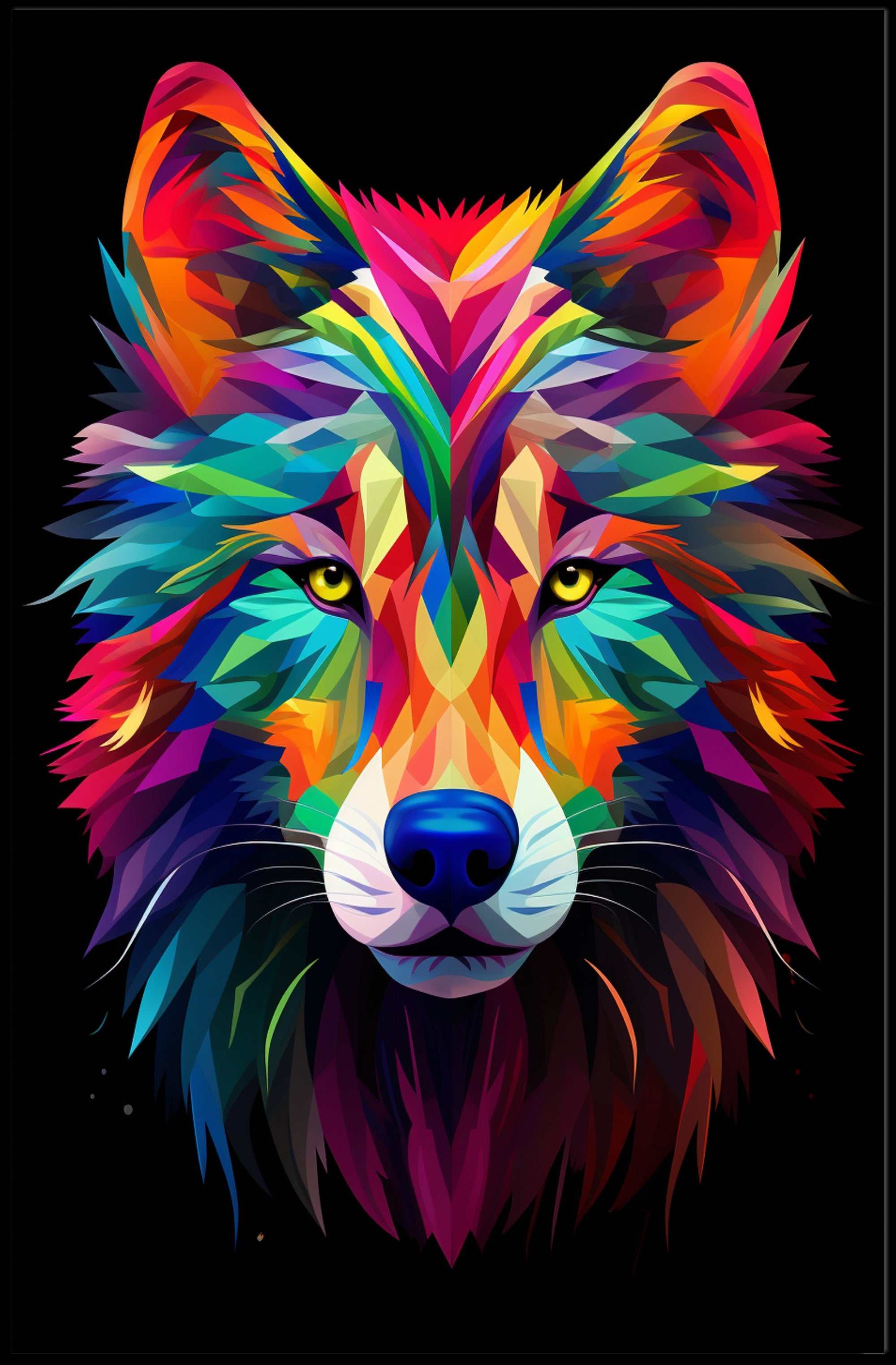 Vibrant Wolf Art Poster PosterGoat