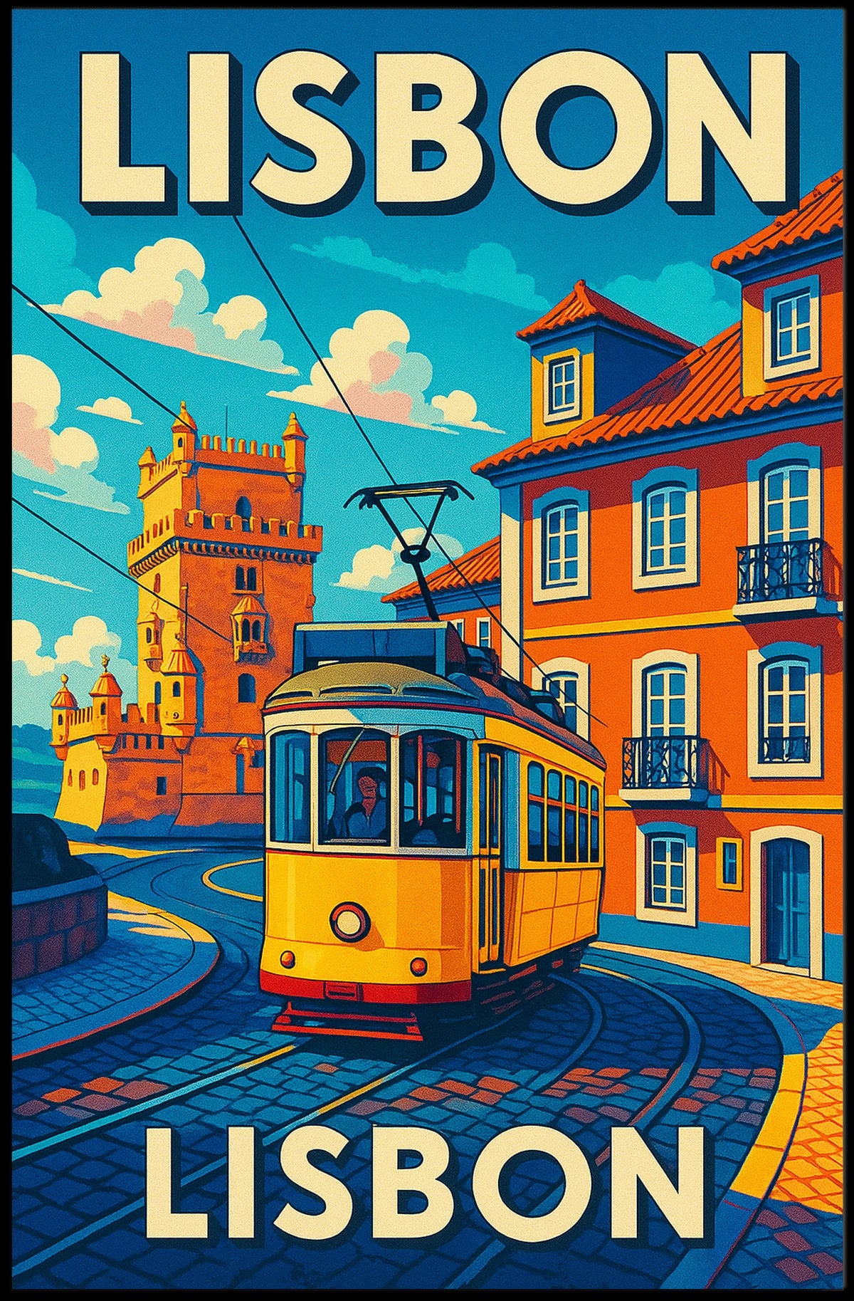 Lisbon Vintage Travel Vintage Poster