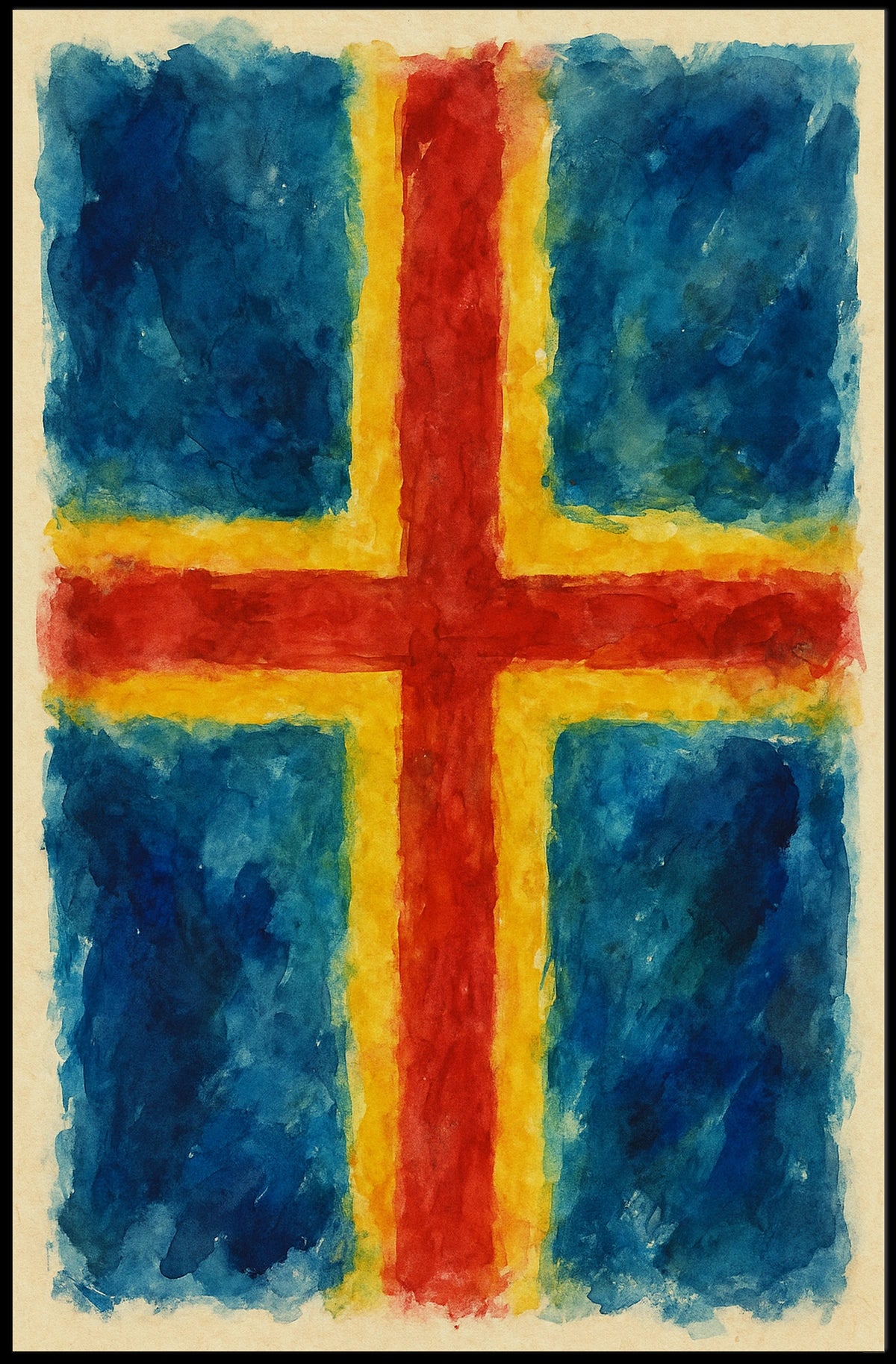 Nordic Cross Watercolor Poster
