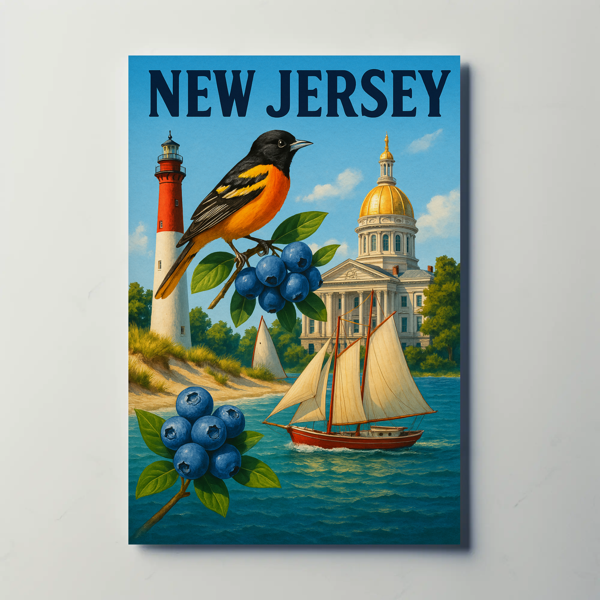 New Jersey Vintage Travel Celebration Travel Poster