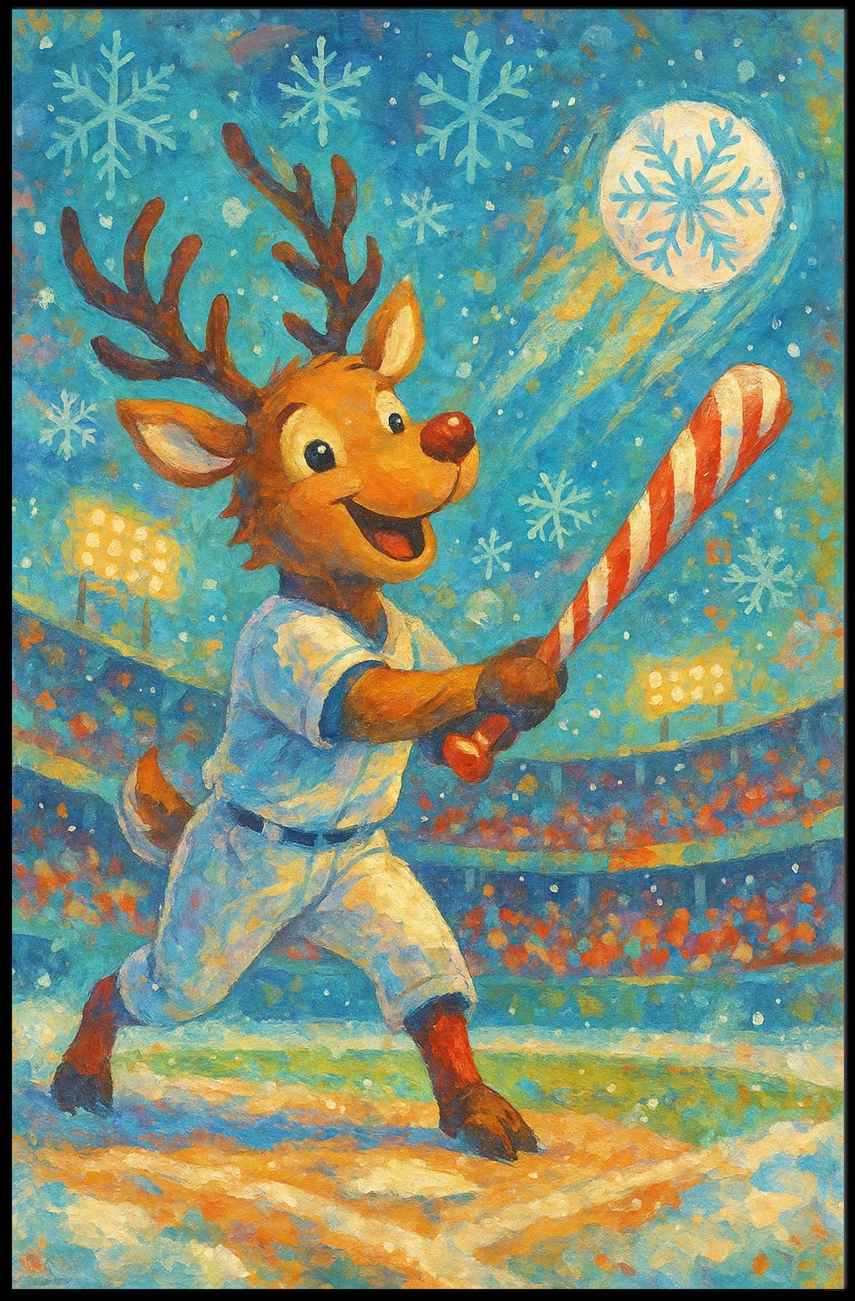 Reindeer Baseball Magic Poster