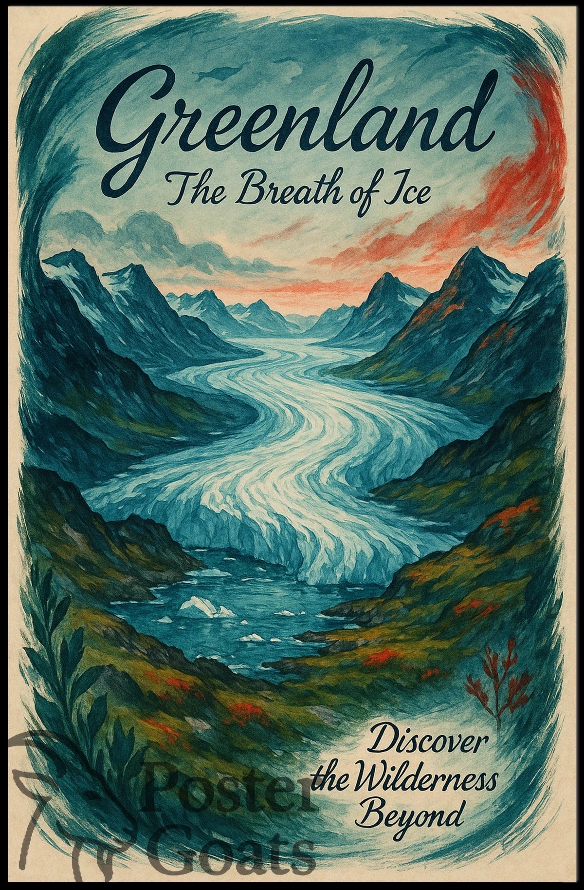 Greenland Glacier Adventure Sunrise Travel Poster