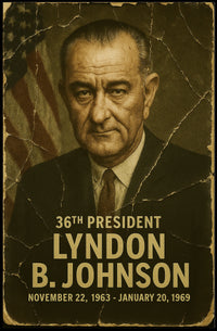 Lyndon B. Johnson 36th President of the United States Damaged Photograph Poster
