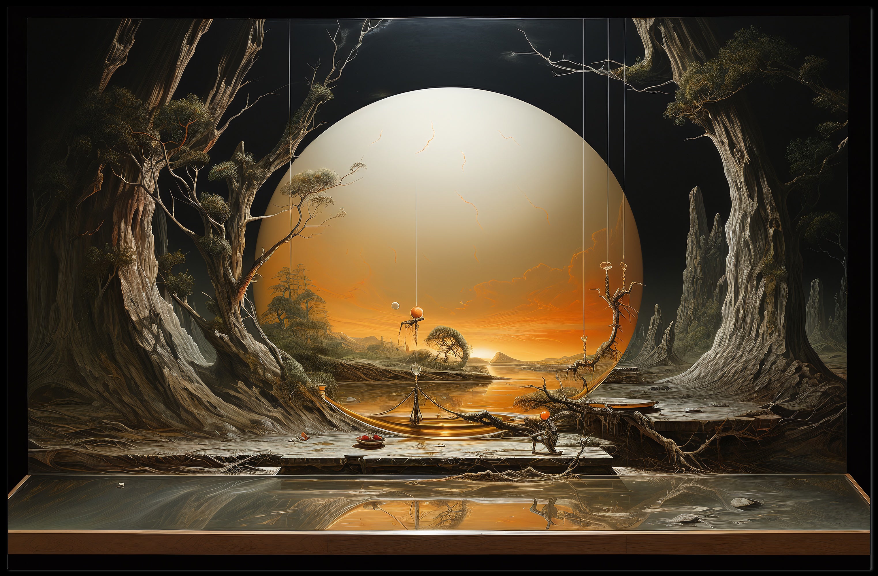 Mystical Landscape with Luminous Orb Fantasy or Mythology Poster