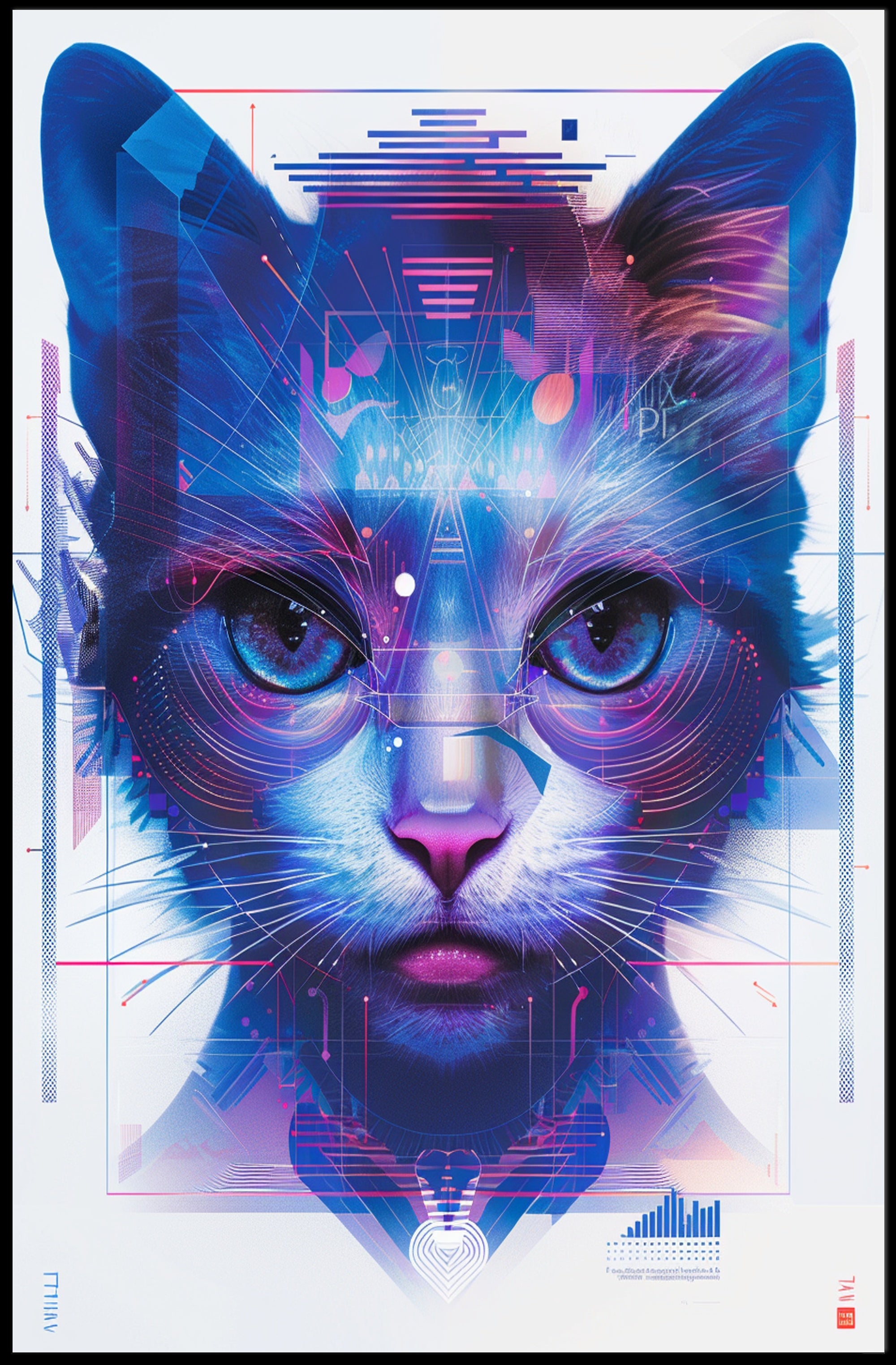 Futuristic Feline Art Print Poster for Home Decor and Wall Art Enthusiasts PosterGoat