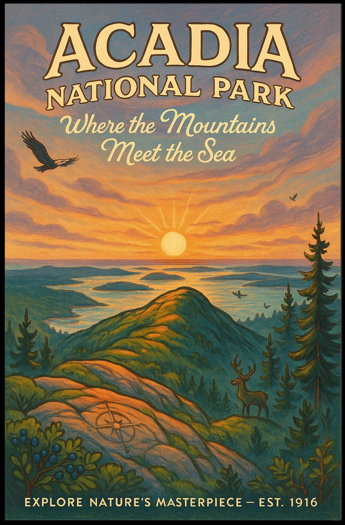 Acadia National Park Explore Natures Masterpiece Poster