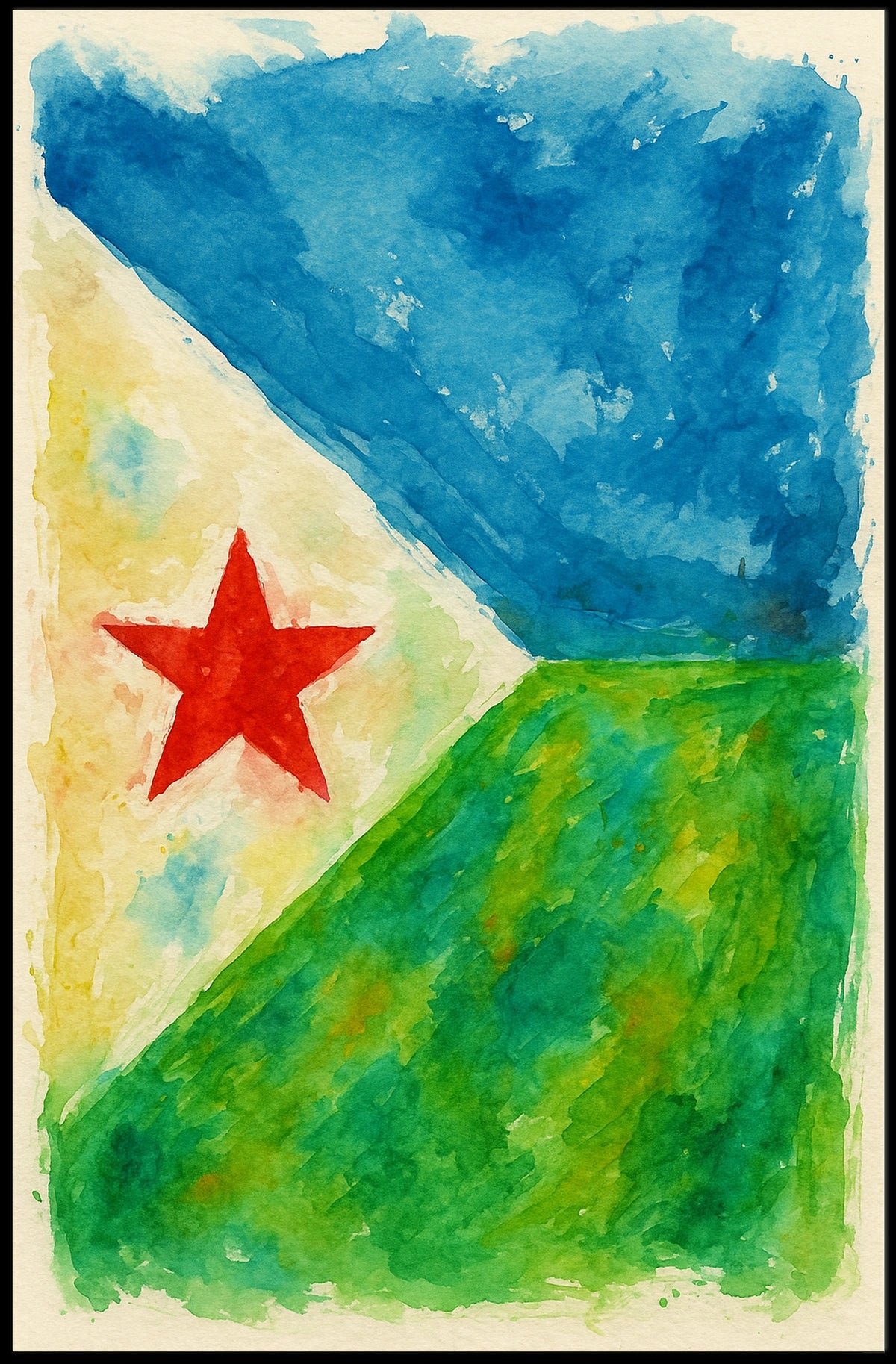 Abstract Landscape With Red Star Poster