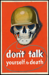 Skull with Military Helmet WWII Era Propaganda Poster