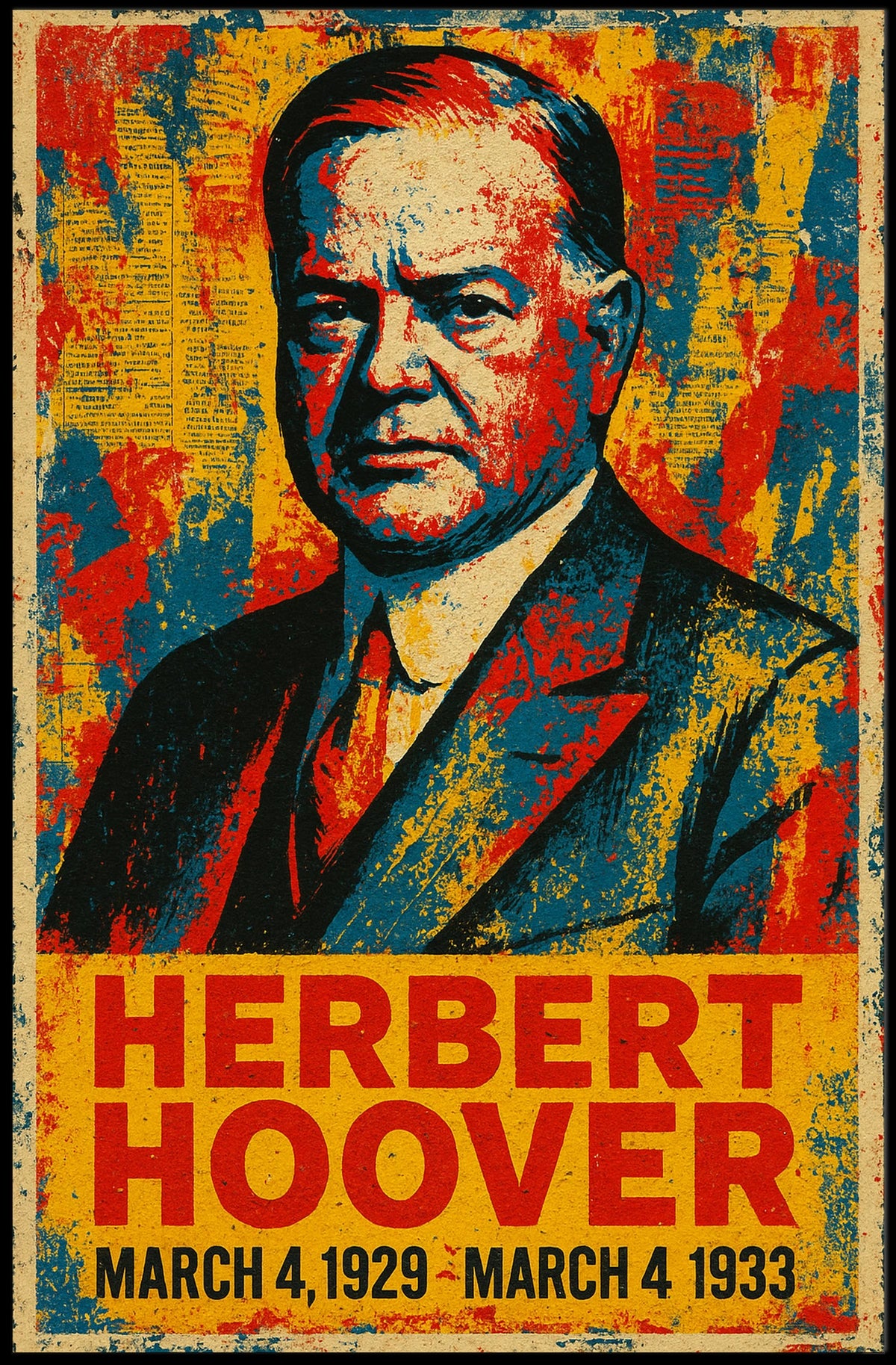 Herbert Hoover 31st President of the United States Street Art Mashup Poster