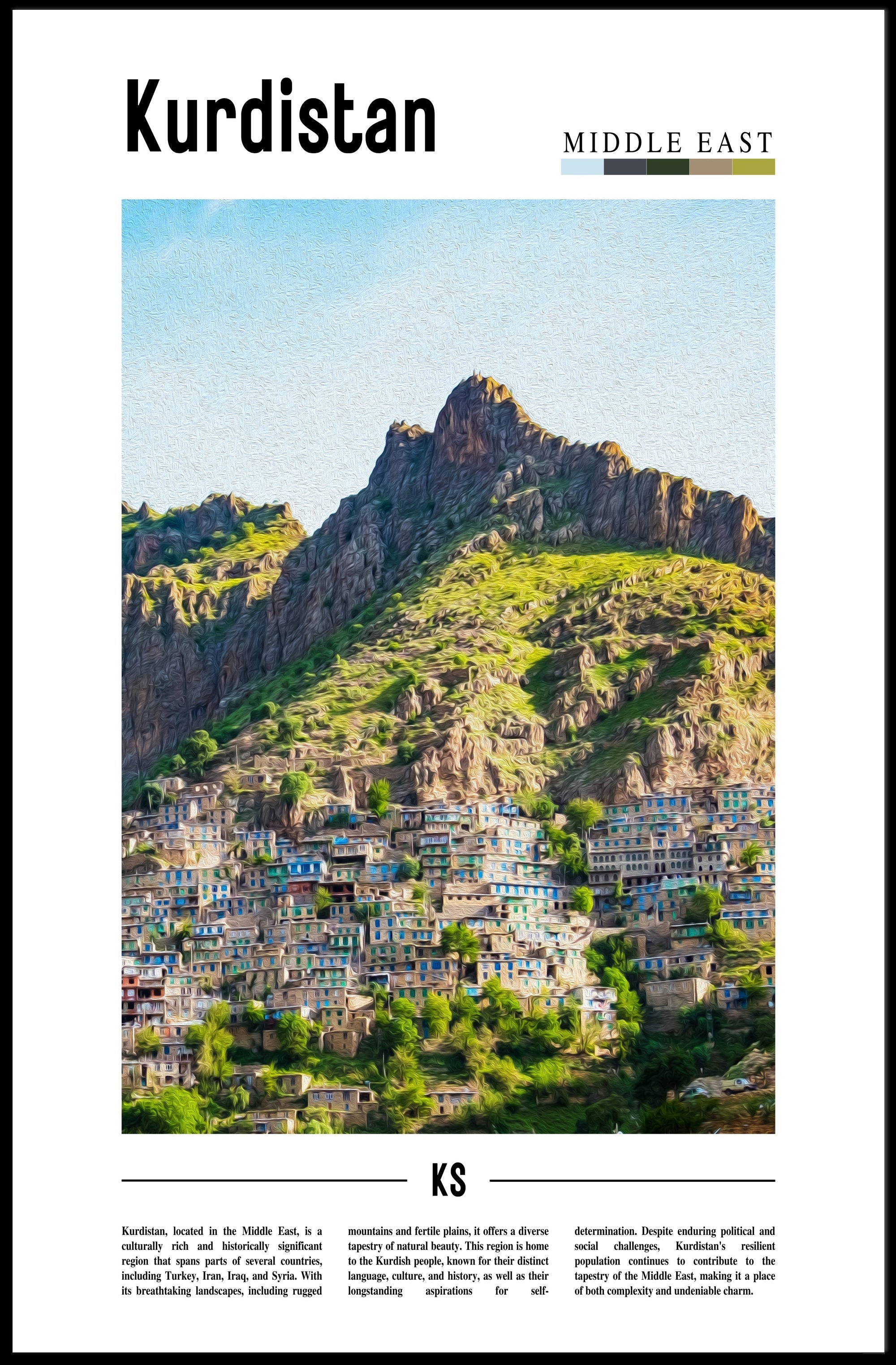 Kurdistan Mountain Landscape Cultural or Heritage Poster PosterGoat