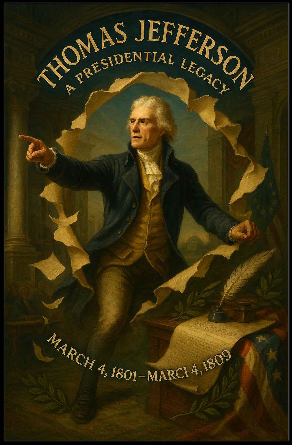 Influential American Leader Vintage Historical or Presidential Poster