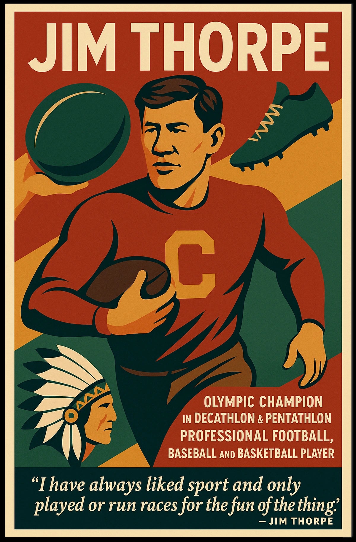 Celebrating Jim Thorpe A Multifaceted Sports Legend Poster