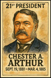 Chester A. Arthur 21st President of the United States Exaggerated Cartoon Sketch Poster
