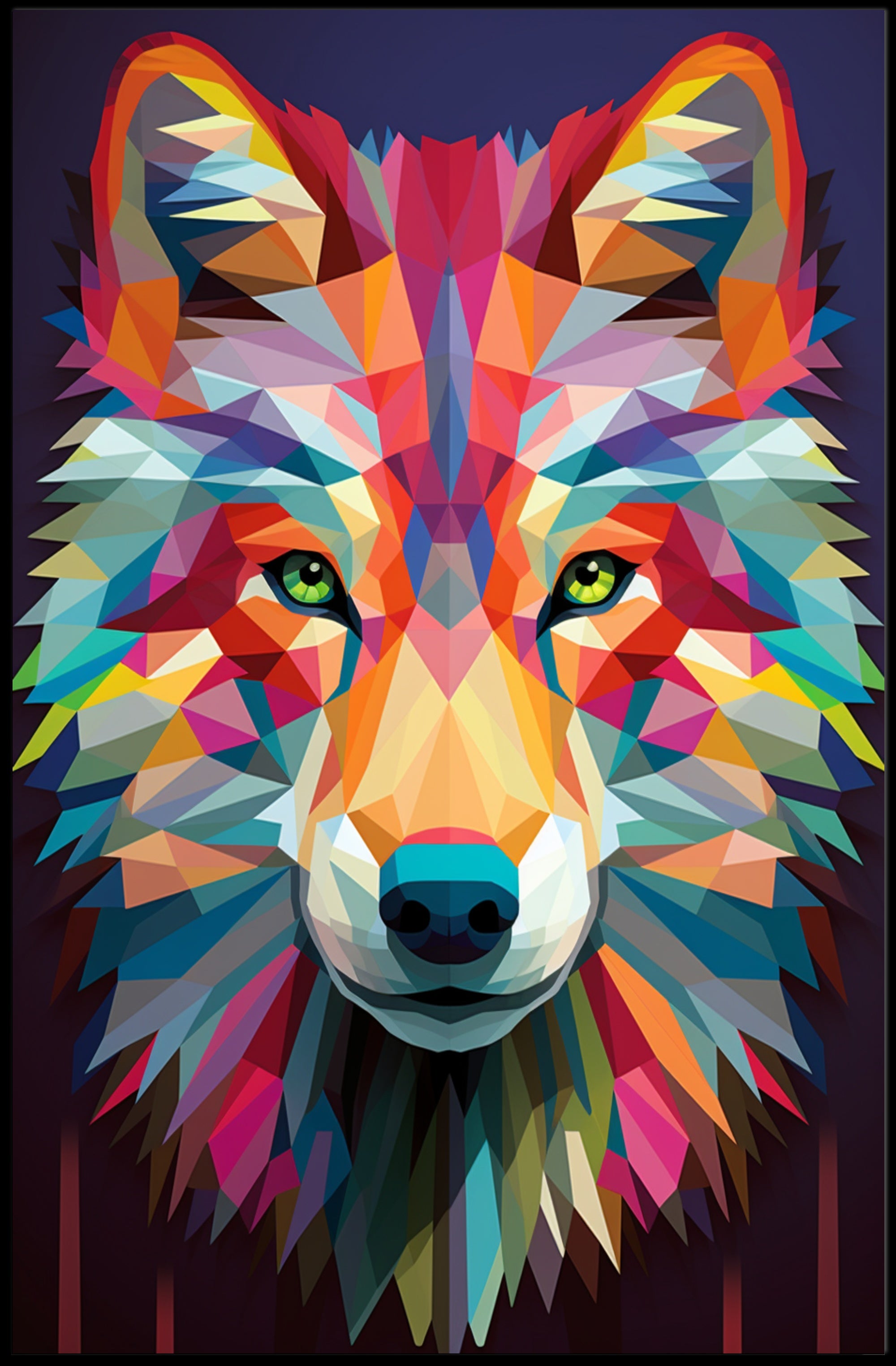 Geometric Wolf Art Poster PosterGoat