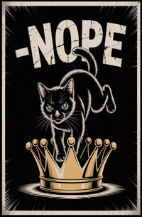 Cheeky Black Cat On Golden Crown Animal Poster