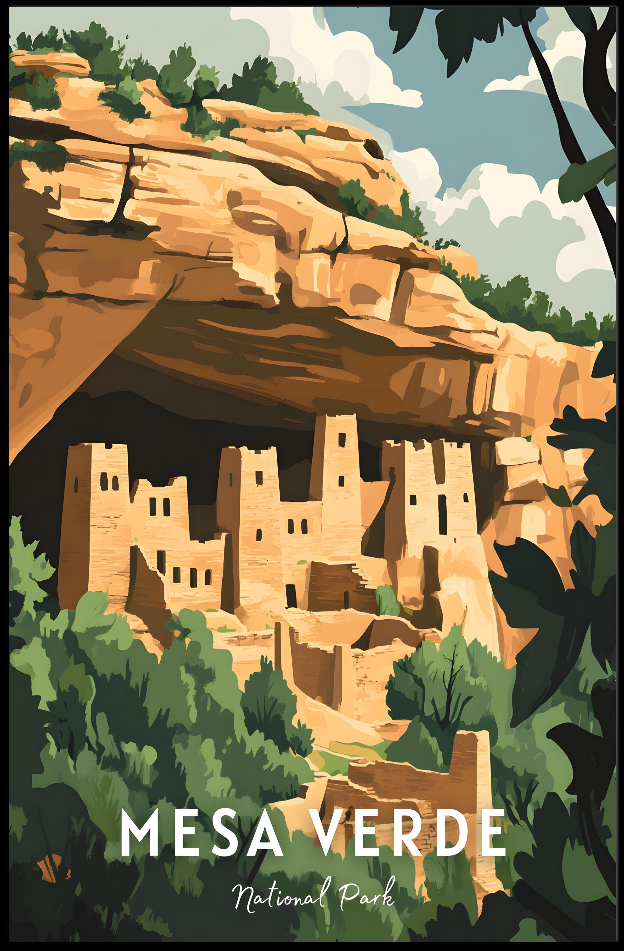 Mesa Verde National Park Poster Vintage Travel Art
