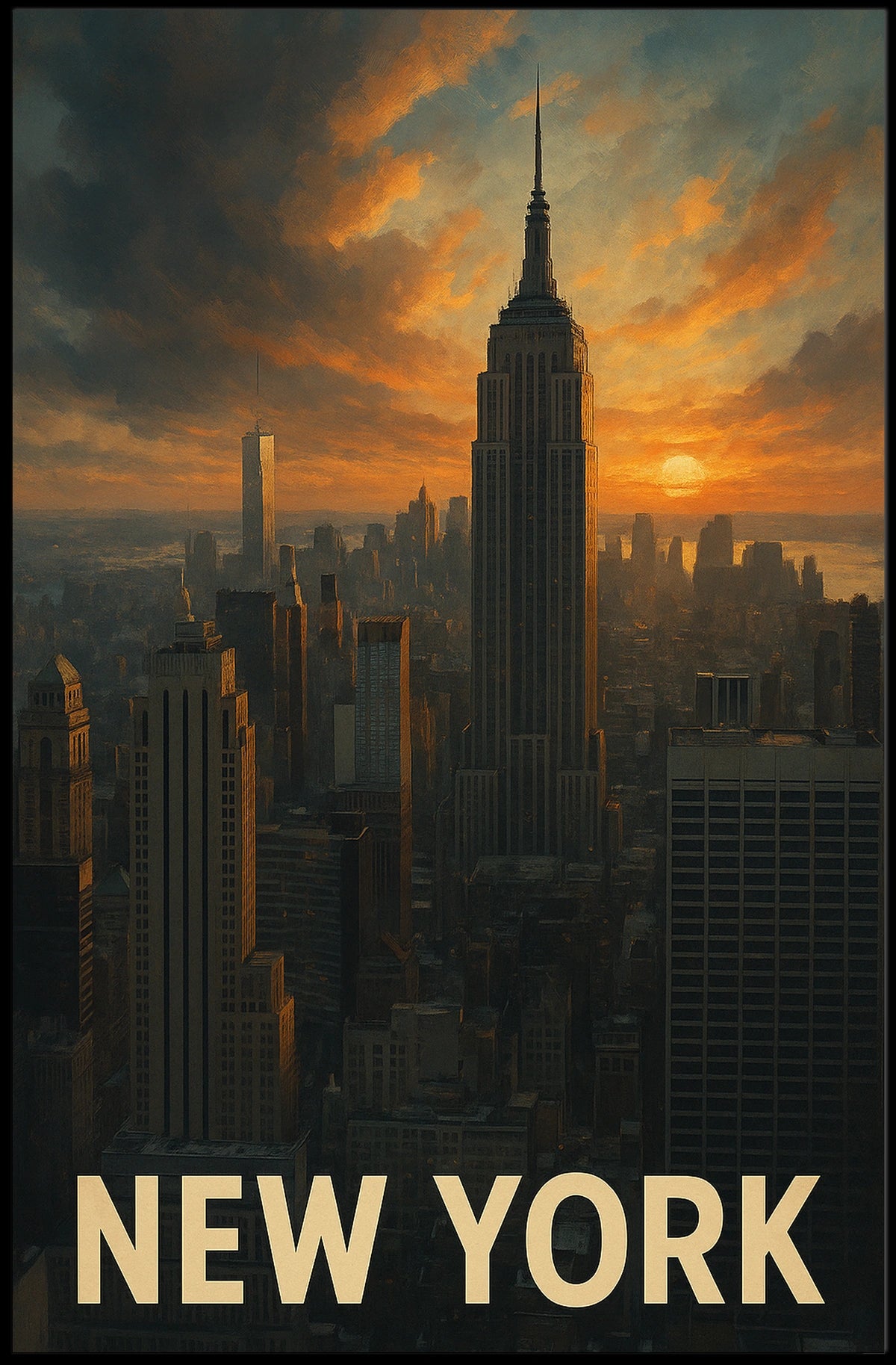 New York Skyline At Sunset Poster