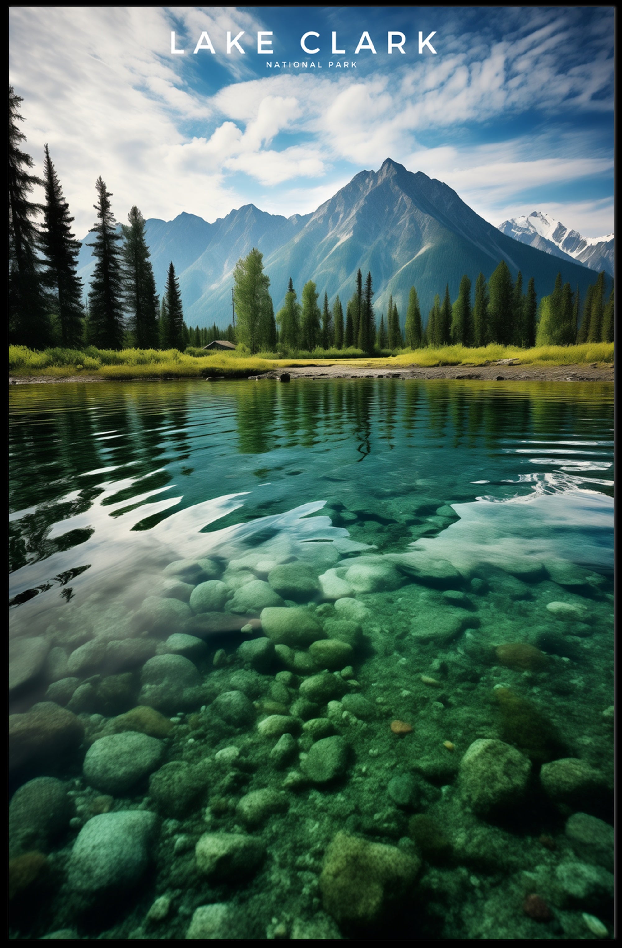 Lake Clark Tranquil Travel Poster Wall Art