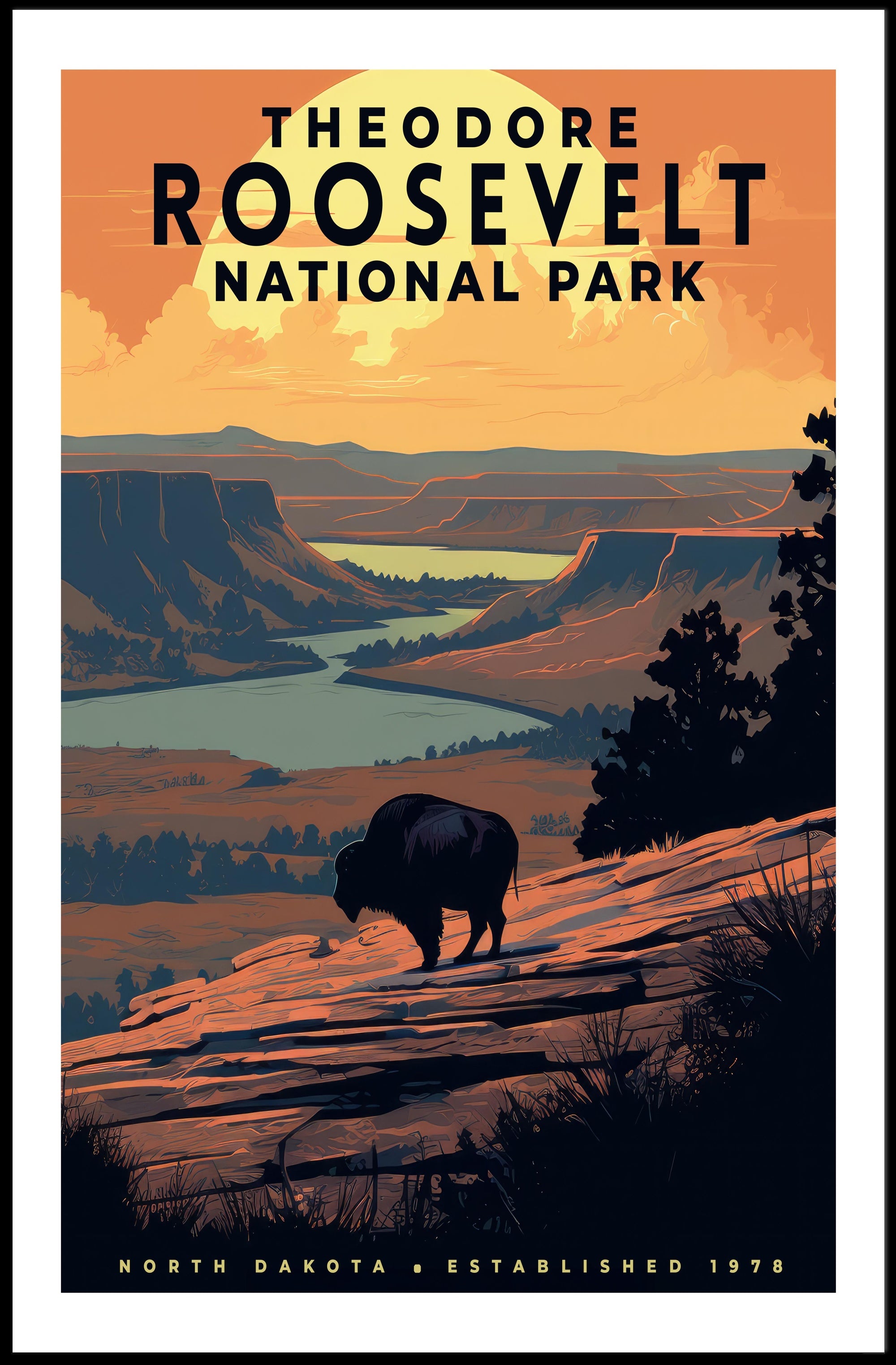 Theodore Roosevelt National Park Poster Vintage Print