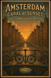 Amsterdam Canal At Sunset A Steampunk Poster