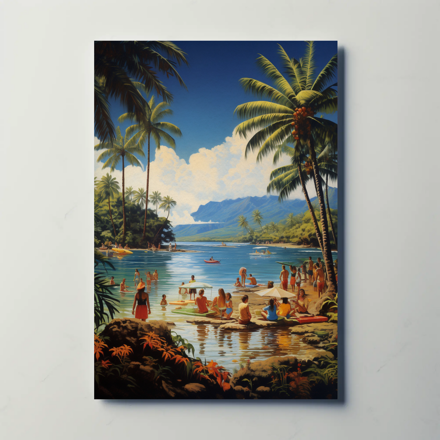 Tropical Lagoon Beach Paradise Vintage Travel Poster