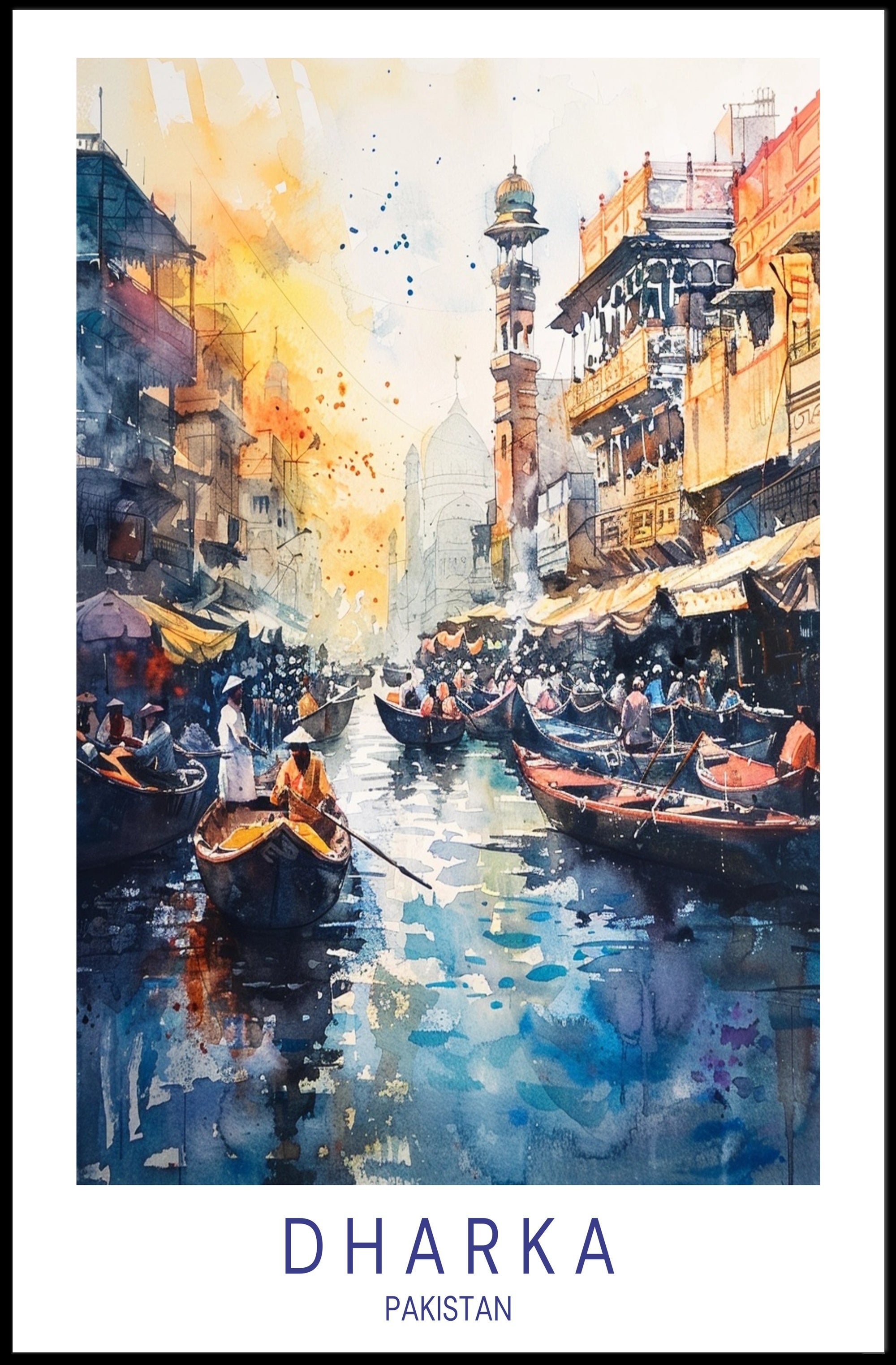 Pakistani Cityscape Watercolor Art - Urban or Cityscape Poster PosterGoat