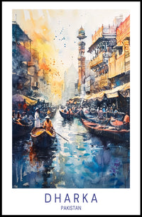Pakistani Cityscape Watercolor Art - Urban or Cityscape Poster PosterGoat